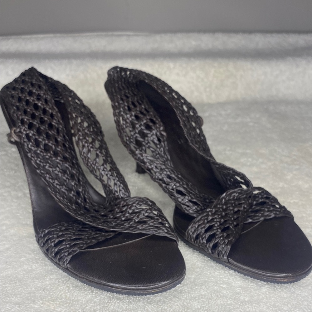 Celine Brown Woven Leather Stiletto Heels (IT 38.5 / US 5.5)